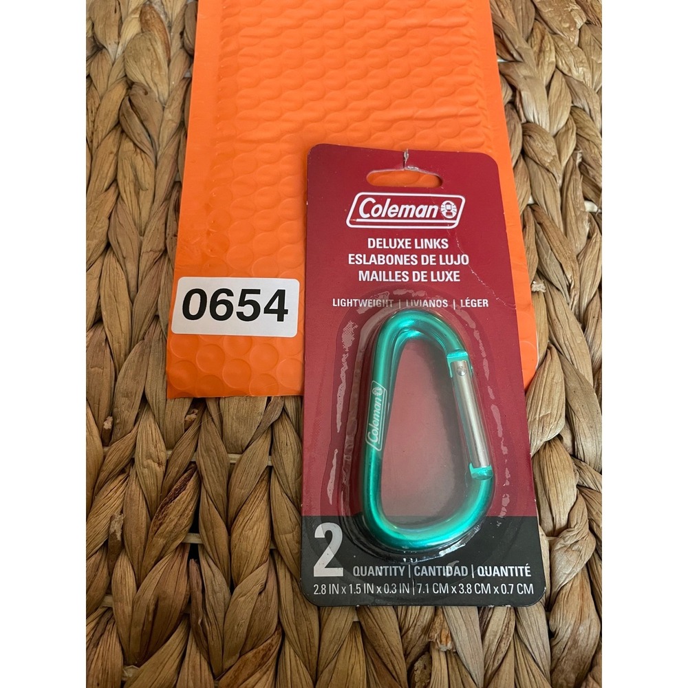 ✅Coleman Deluxe Links Aluminum Carabiner 2 Pack TLightweight Gear Clips #️⃣0654